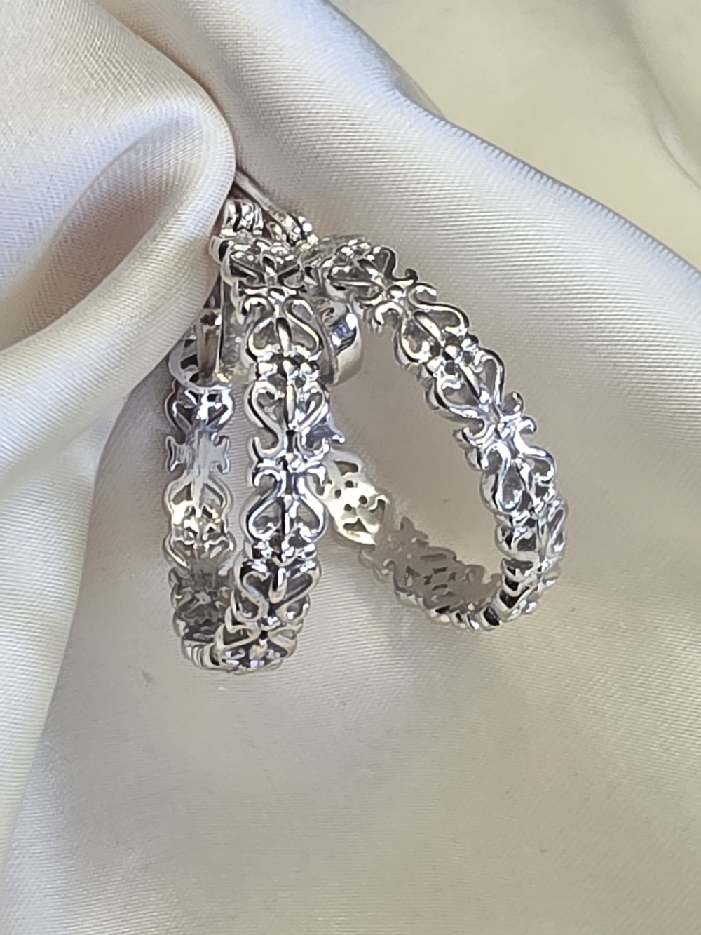 Platinum Bond Brass Openwork Hoop Earrings